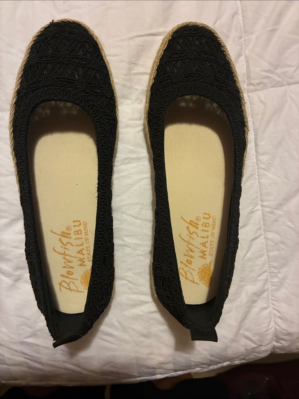 Blowfish Black Crochet Espadrille Slip-On Flats